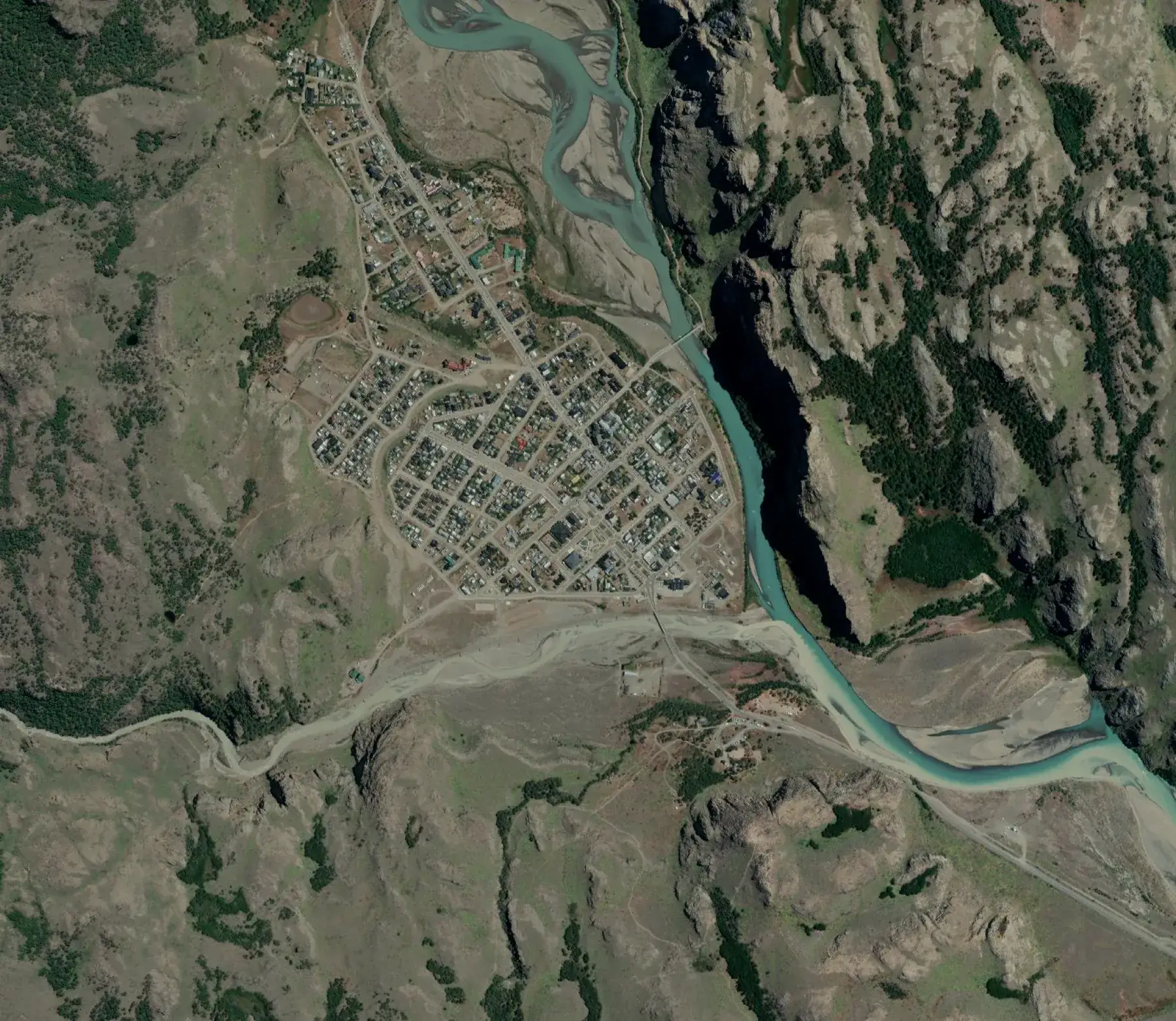 El pueblo desde arriba — Imagen satelital para ubicar las casas en el pueblo.